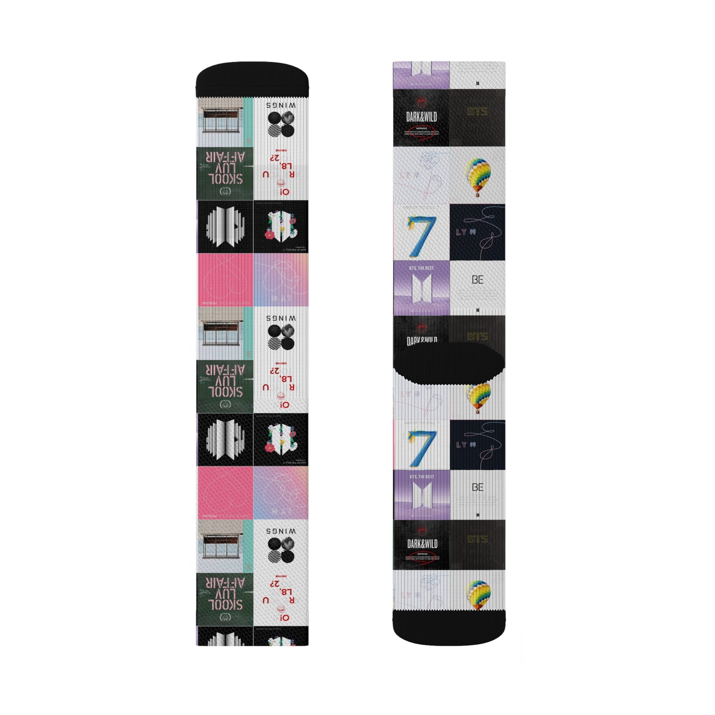 BTS Album Cover Art Collage Tube Socks