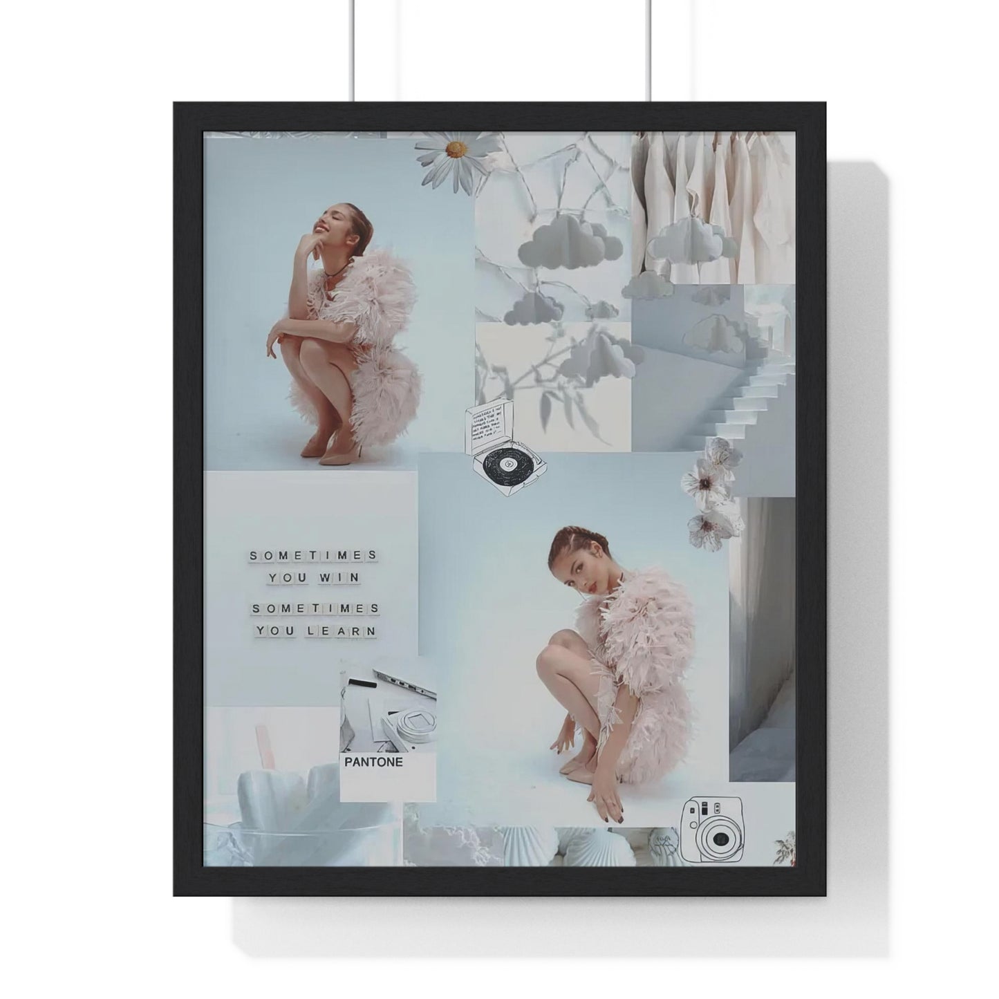 Olivia Rodrigo White Aesthetic Collage Framed Print