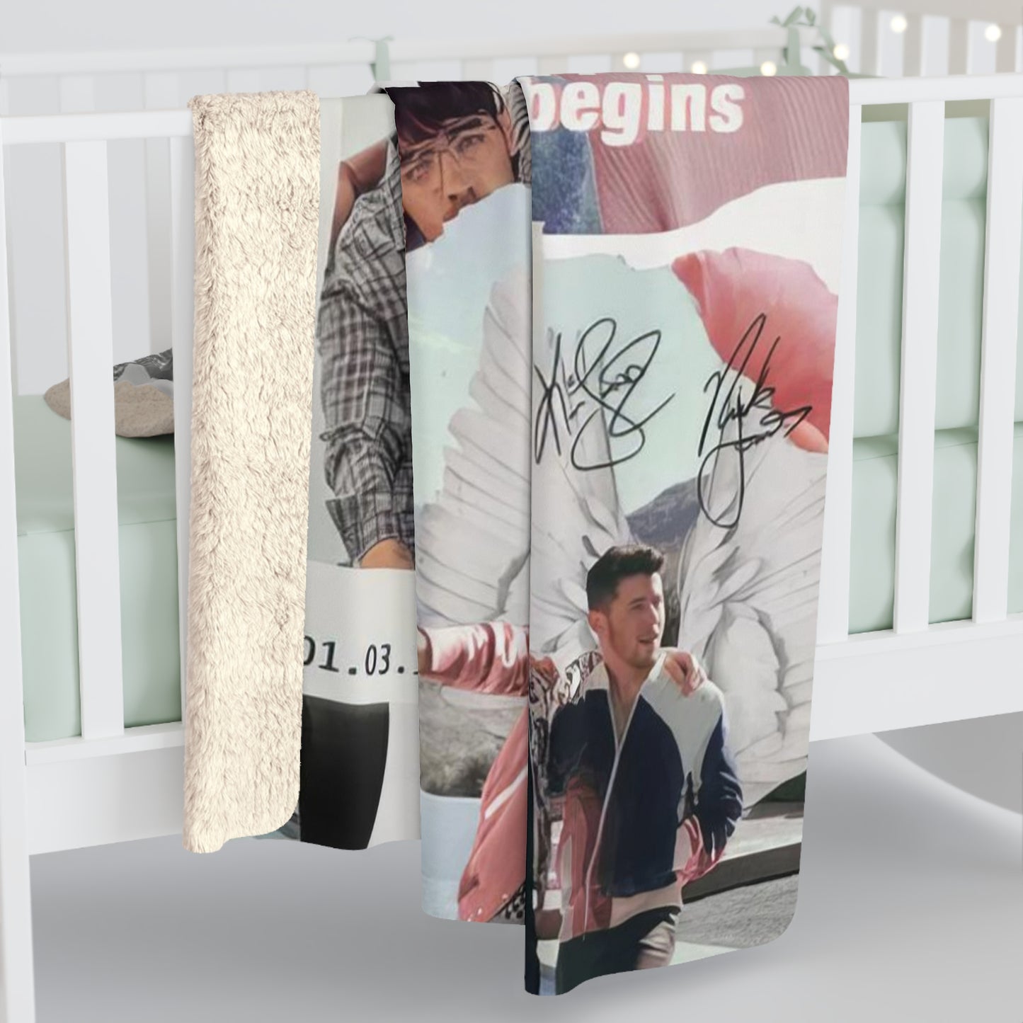 Jonas Brother Happiness Begins Collage Sherpa Fleece Blanket