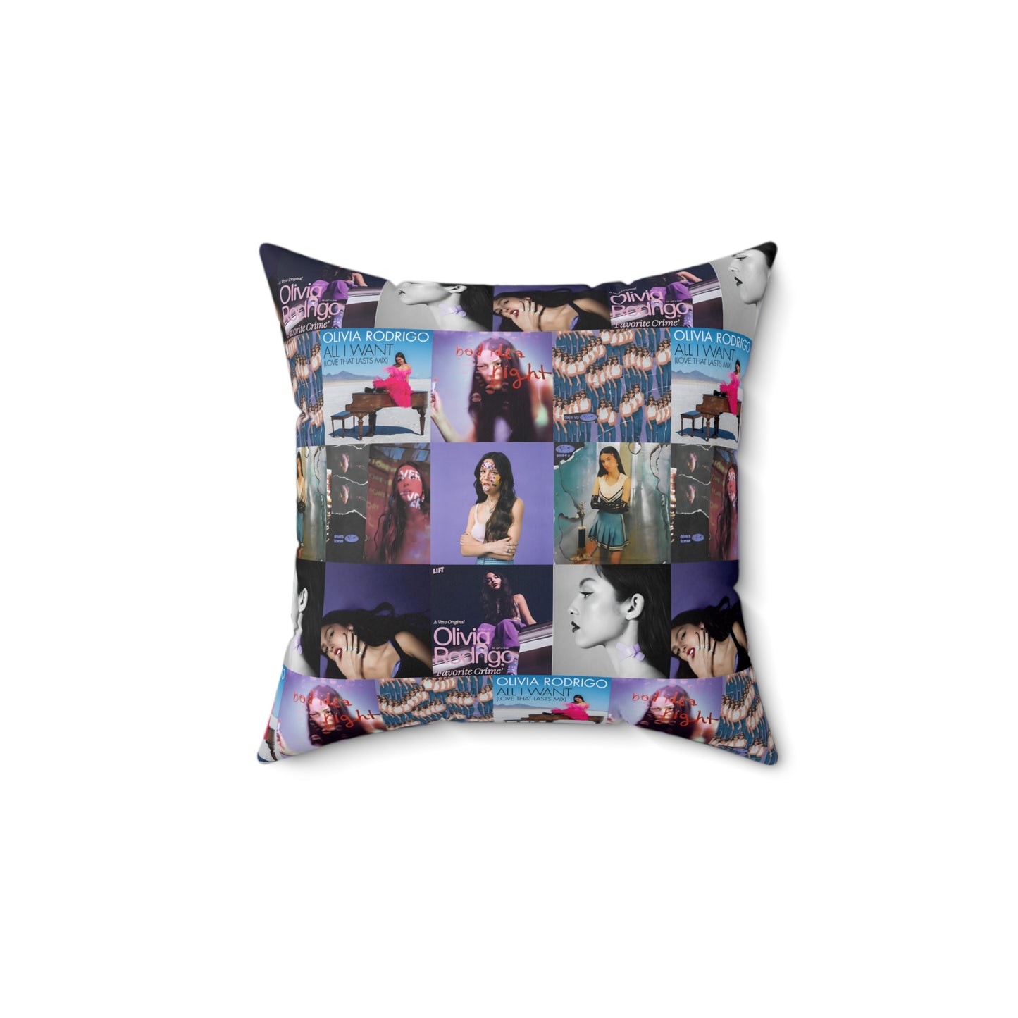 Olivia Rodrigo Album Cover Art Collage Spun Polyester Square Pillow