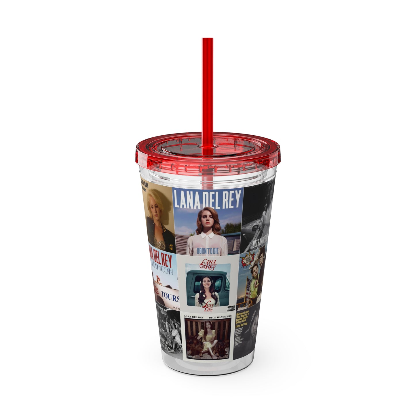 Lana Del Rey Album Cover Collage Sunsplash Tumbler with Straw