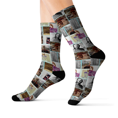 Taylor Swift Album Art Collage Pattern Tube Socks