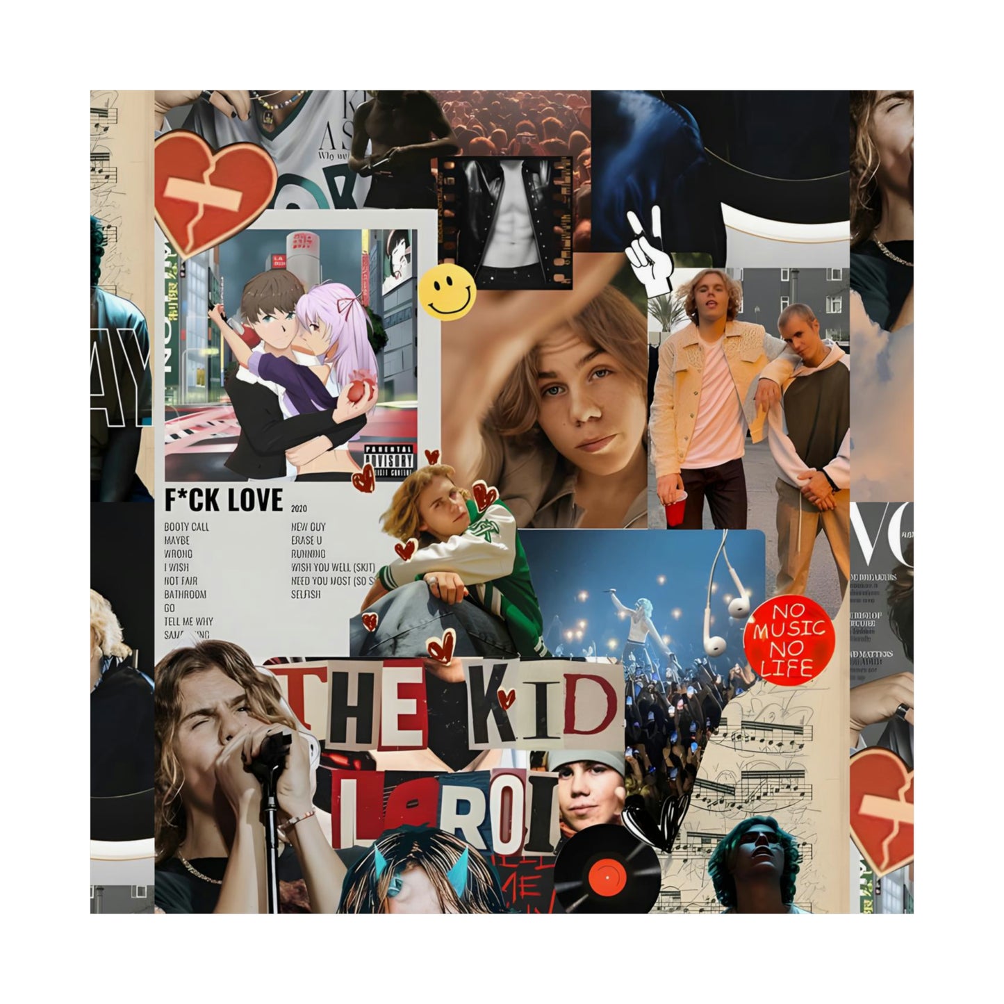 The Kid LAROI No Music No Life Collage Matte Vertical Poster