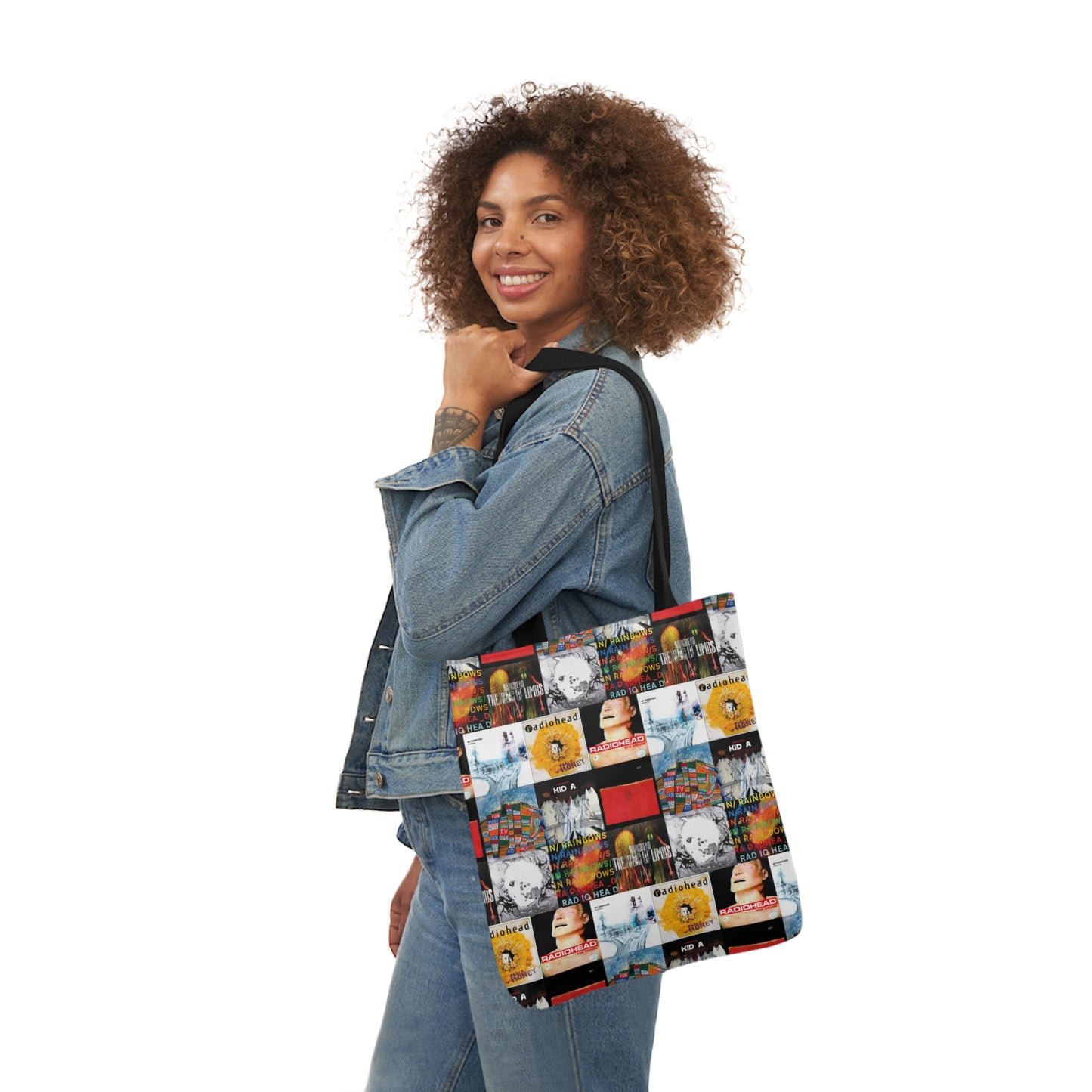 Radiohead Album Cover Collage Polyester Canvas Tote Bag