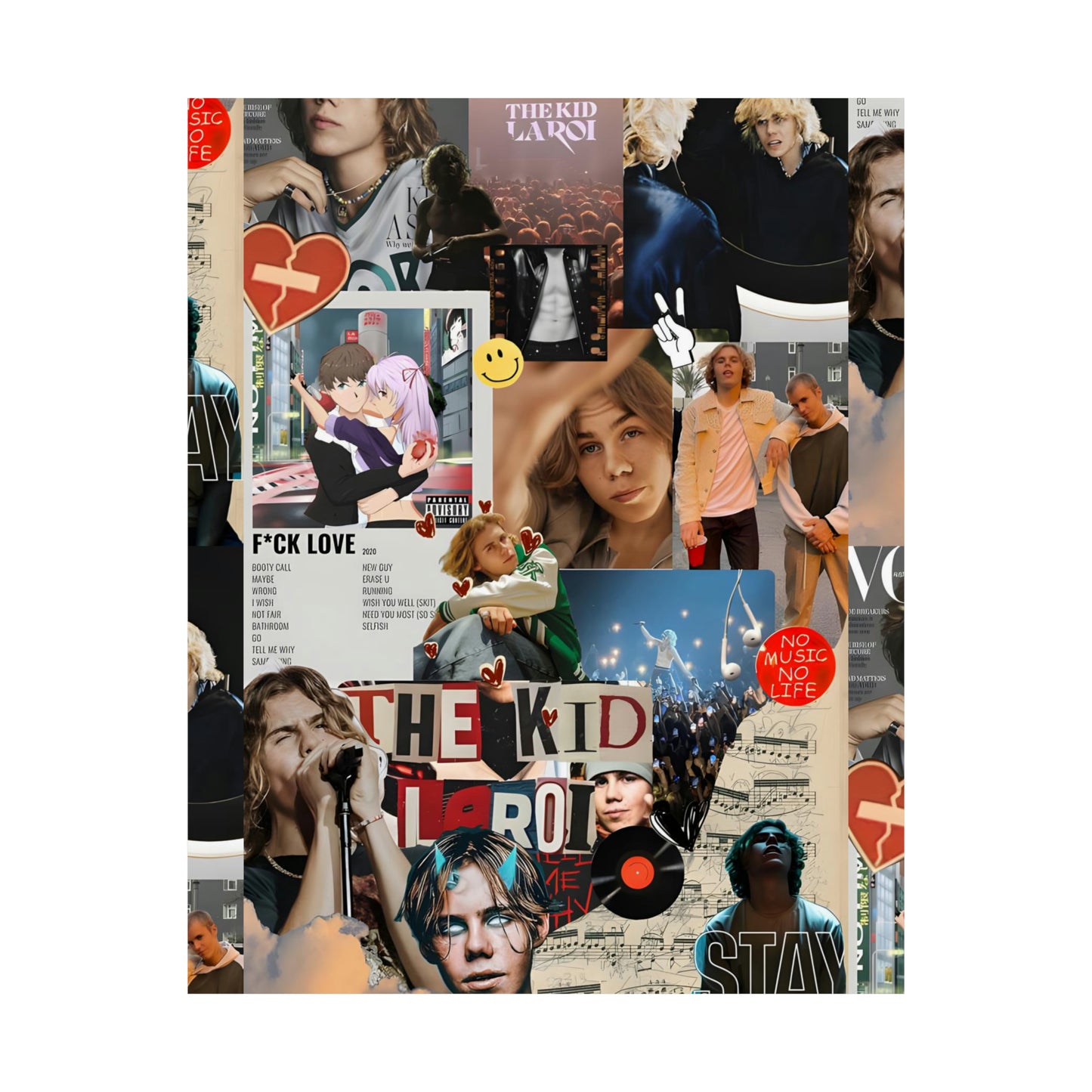 The Kid LAROI No Music No Life Collage Matte Vertical Poster