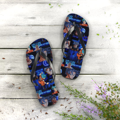 Dragon Ball Z Saiyan Moonlight Collage Flip Flops