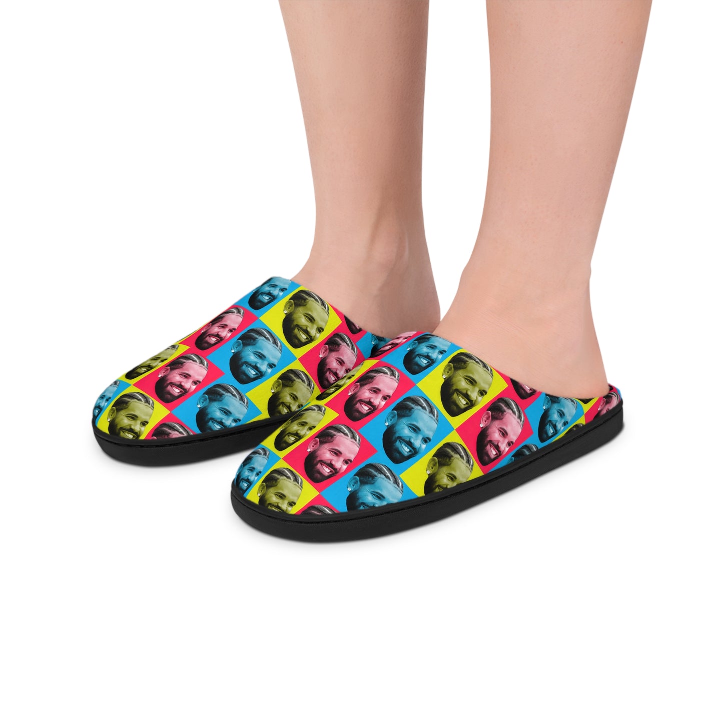 Drake Colored Checker Faces Women's Indoor Slippers