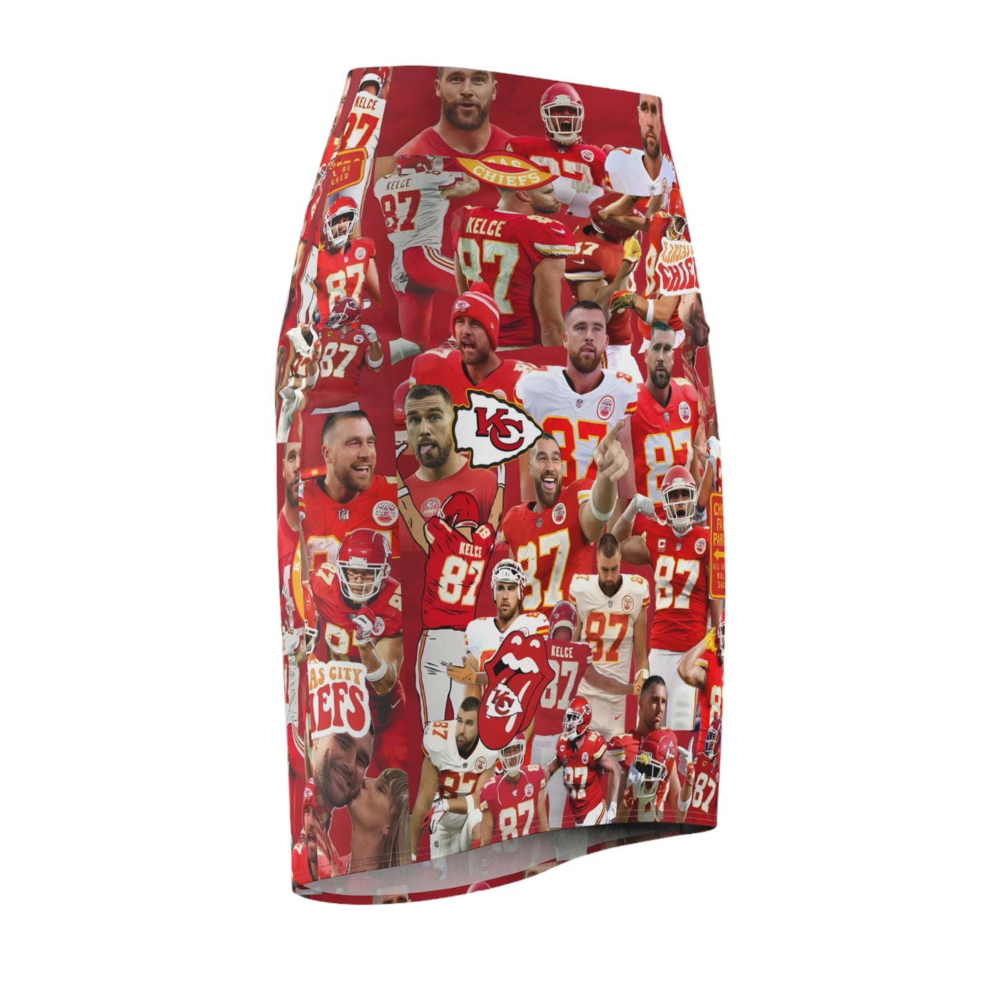 Travis Kelce Chiefs Red Collage Women's Pencil Skirt
