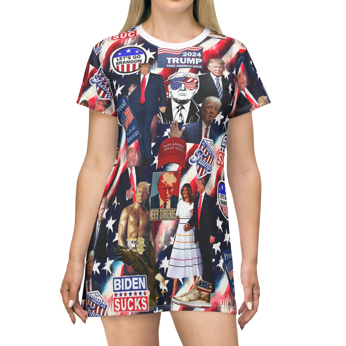 Donald Trump 2024 MAGA Montage T-Shirt Dress