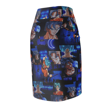Dragon Ball Z Saiyan Moonlight Collage Women's Pencil Skirt