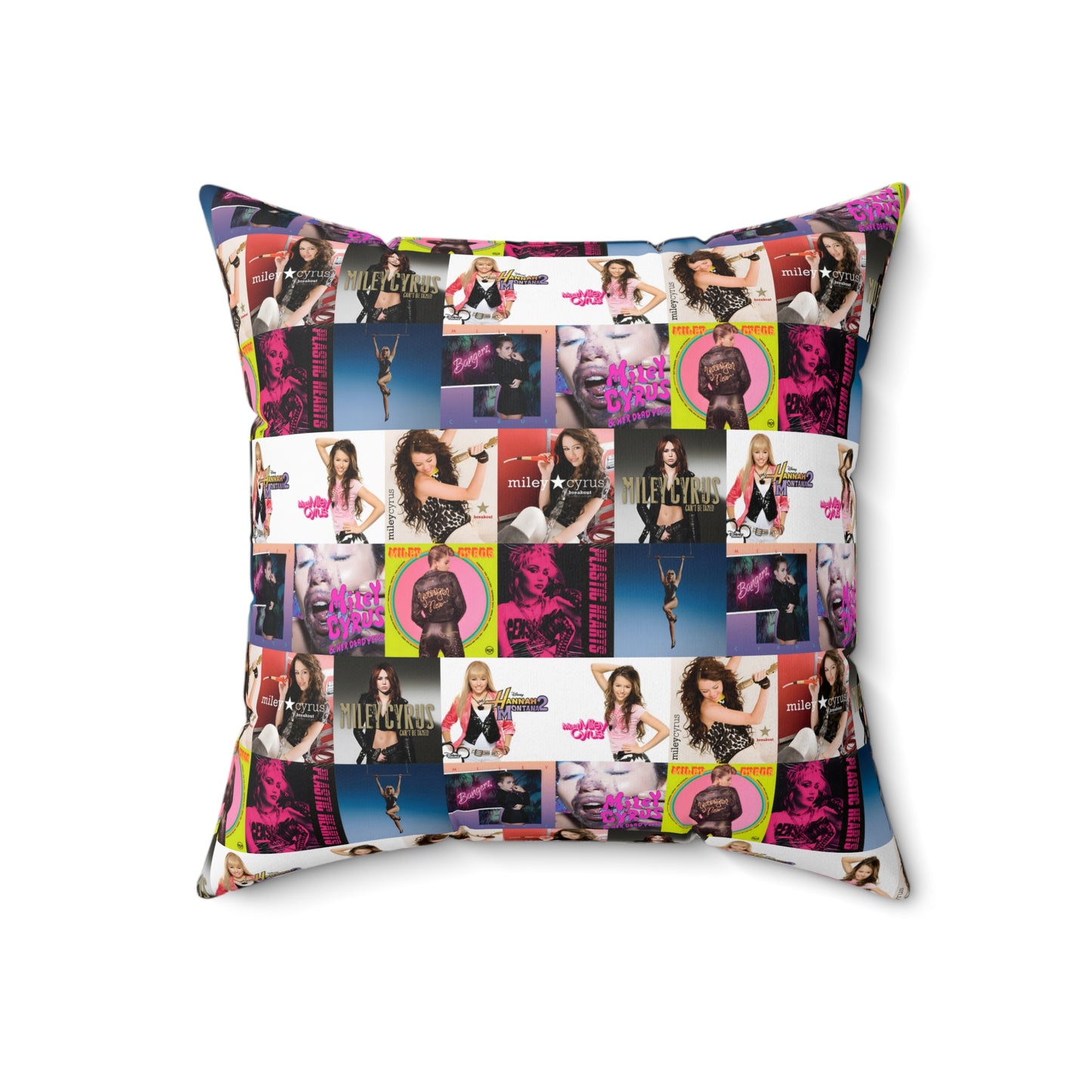 Miley Cyrus Album Cover Collage Spun Polyester Square Pillow