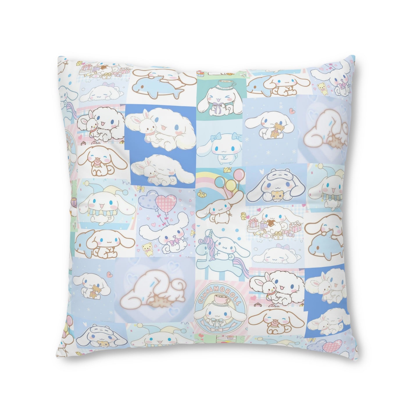 Cinnamoroll Cartoon Collage Tufted Floor Pillow, Square