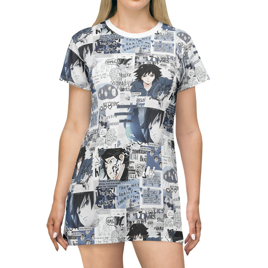Demon Slayer Giyu Aesthetic Collage T-Shirt Dress