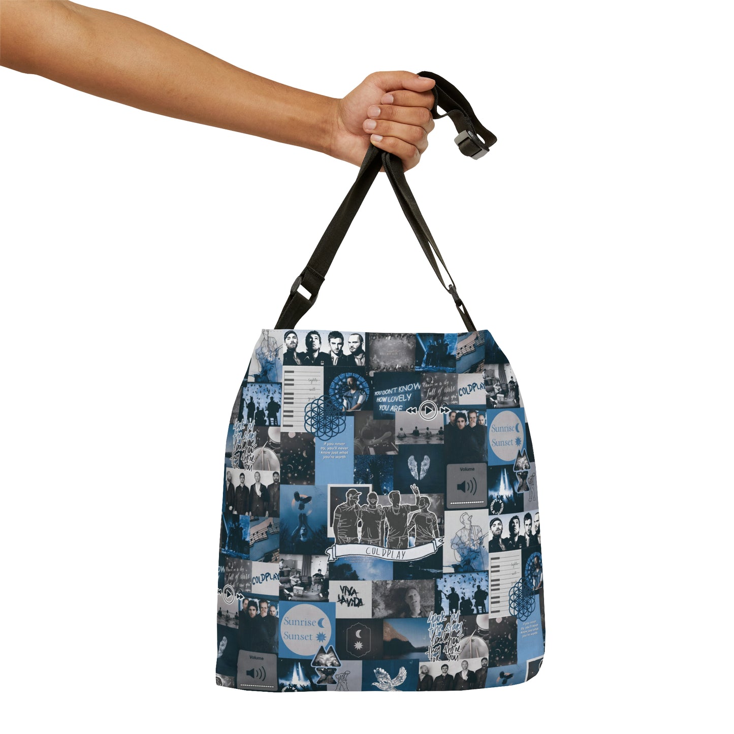 Coldplay Sunrise Sunset Collage Adjustable Tote Bag