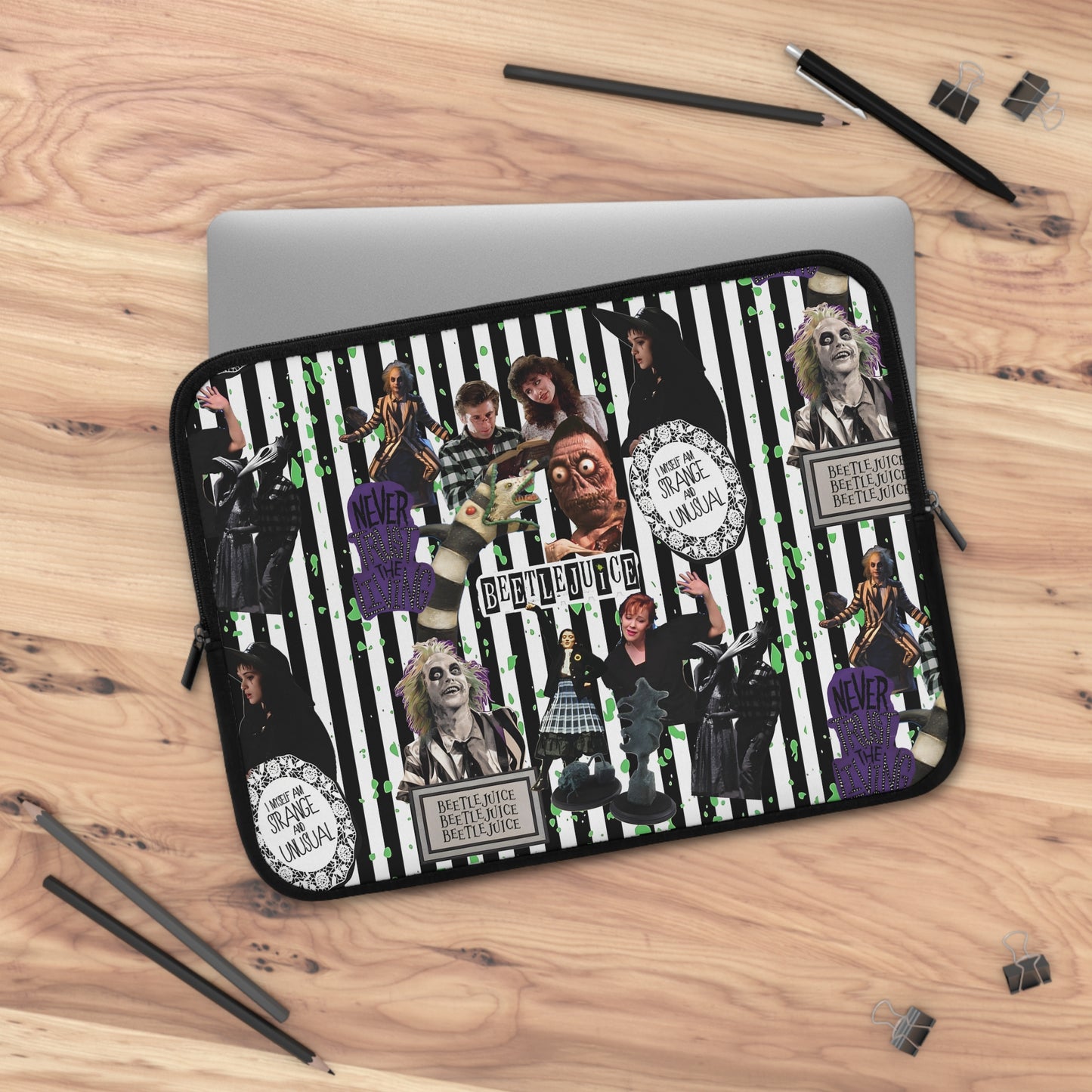 Beetlejuice Strange And Unusual Collage Laptop Sleeve