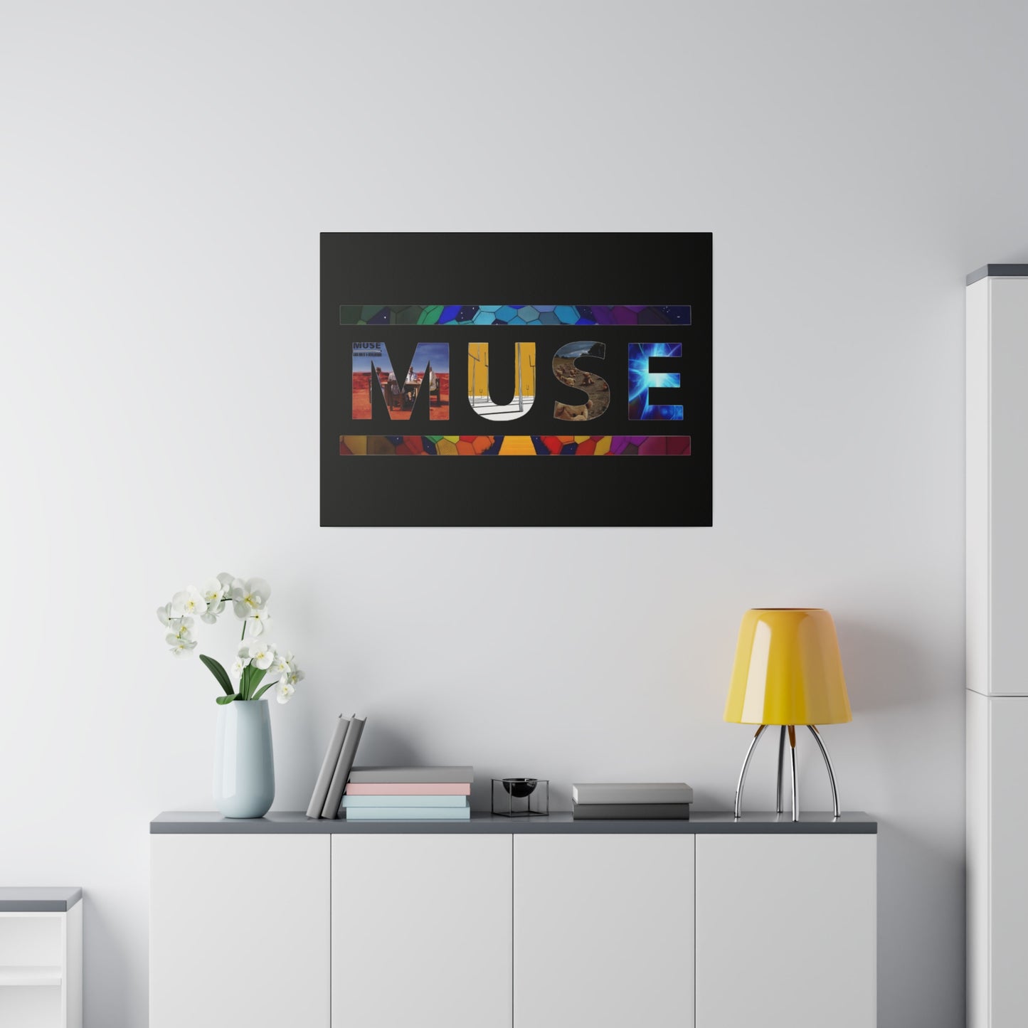 Muse Album Art Letters Thin Matte Stretched Canvas