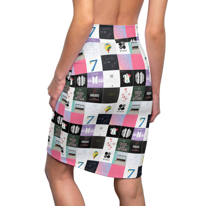 BTS Album Cover Art Collage Women's Pencil Skirt