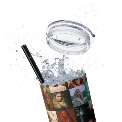 Sabrina Carpenter Album Cover Collage Skinny Tumbler with Straw