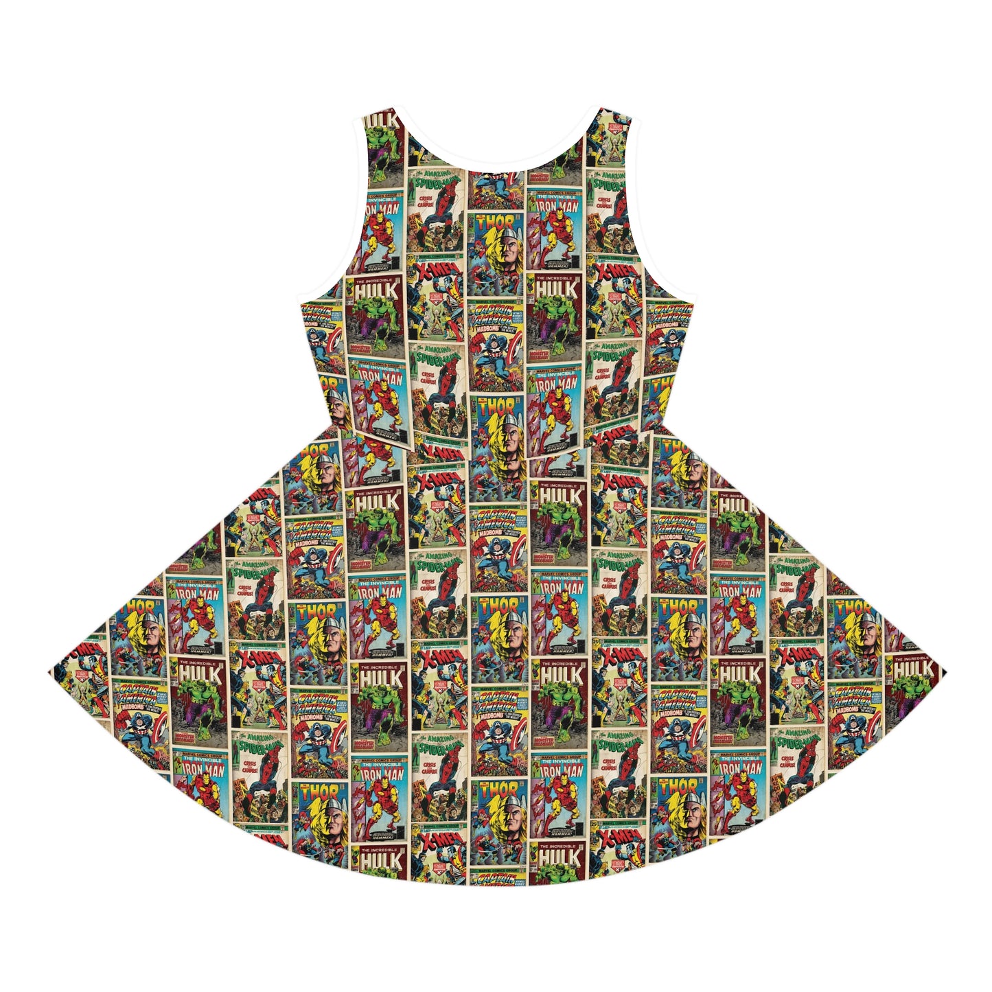 Marvel Comic Book Cover Collage Girls' Sleeveless Sundress