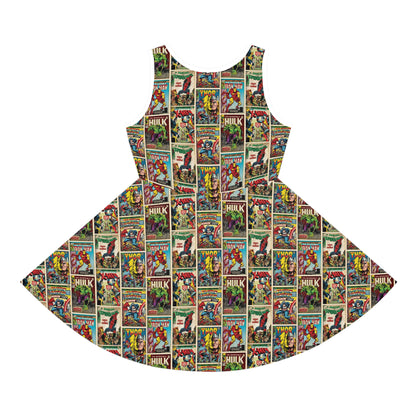 Marvel Comic Book Cover Collage Girls' Sleeveless Sundress