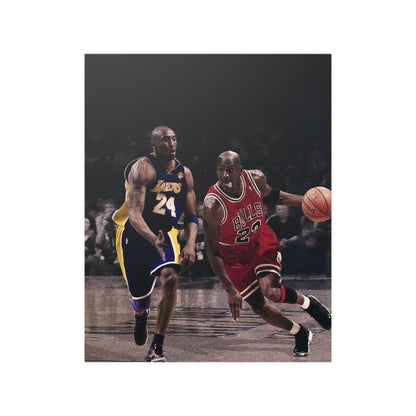 Michael Jordan Driving Against Kobe Bryant Satin Posters (210gsm)