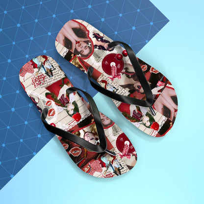 Lana Del Rey Cherry Coke Collage Flip Flops