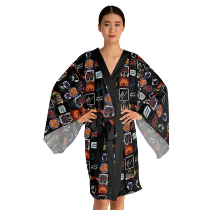 Daft Punk Album Cover Art Collage Long Sleeve Kimono Robe