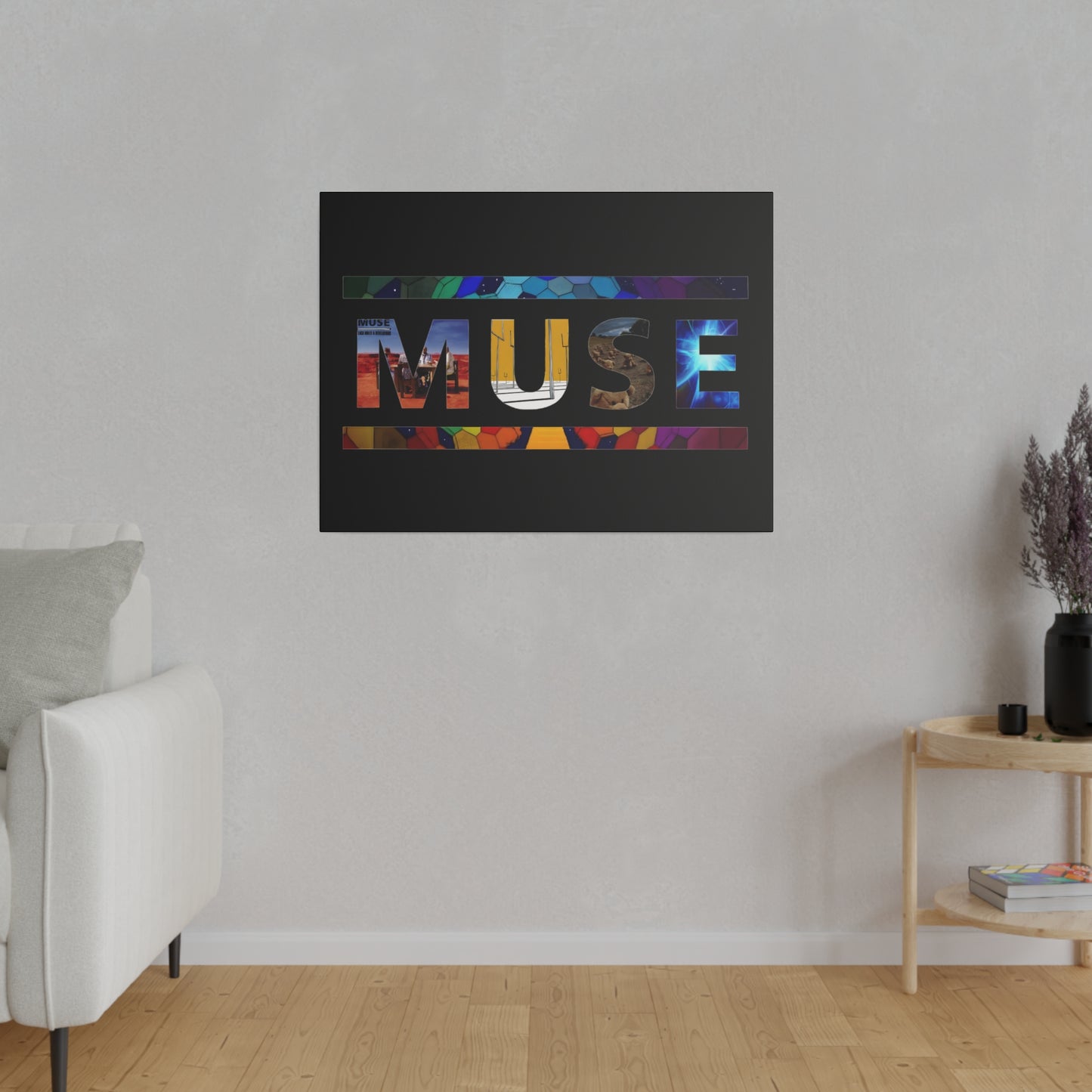 Muse Album Art Letters Thin Matte Stretched Canvas