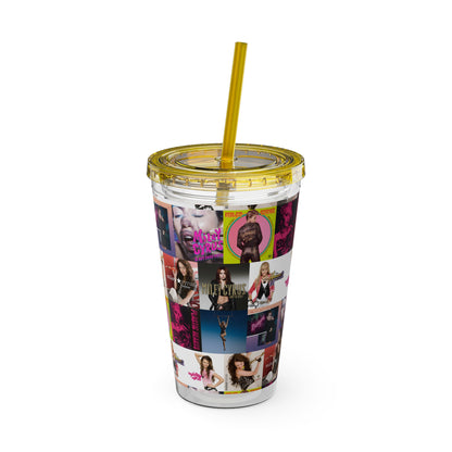 Miley Cyrus Album Cover Collage Sunsplash Tumbler with Straw