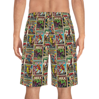 Marvel Comic Book Cover Collage Men's Board Shorts