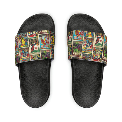 Marvel Comic Book Cover Collage Men's Slide Sandals