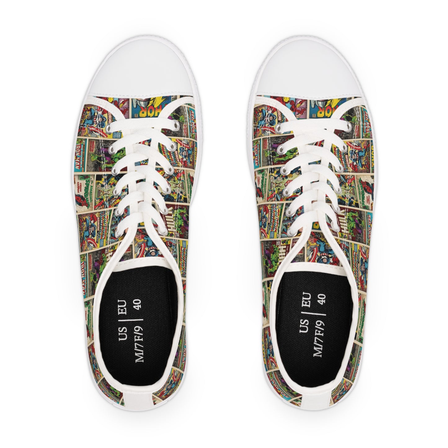 Marvel Comic Book Cover Collage Women's Low Top Sneakers