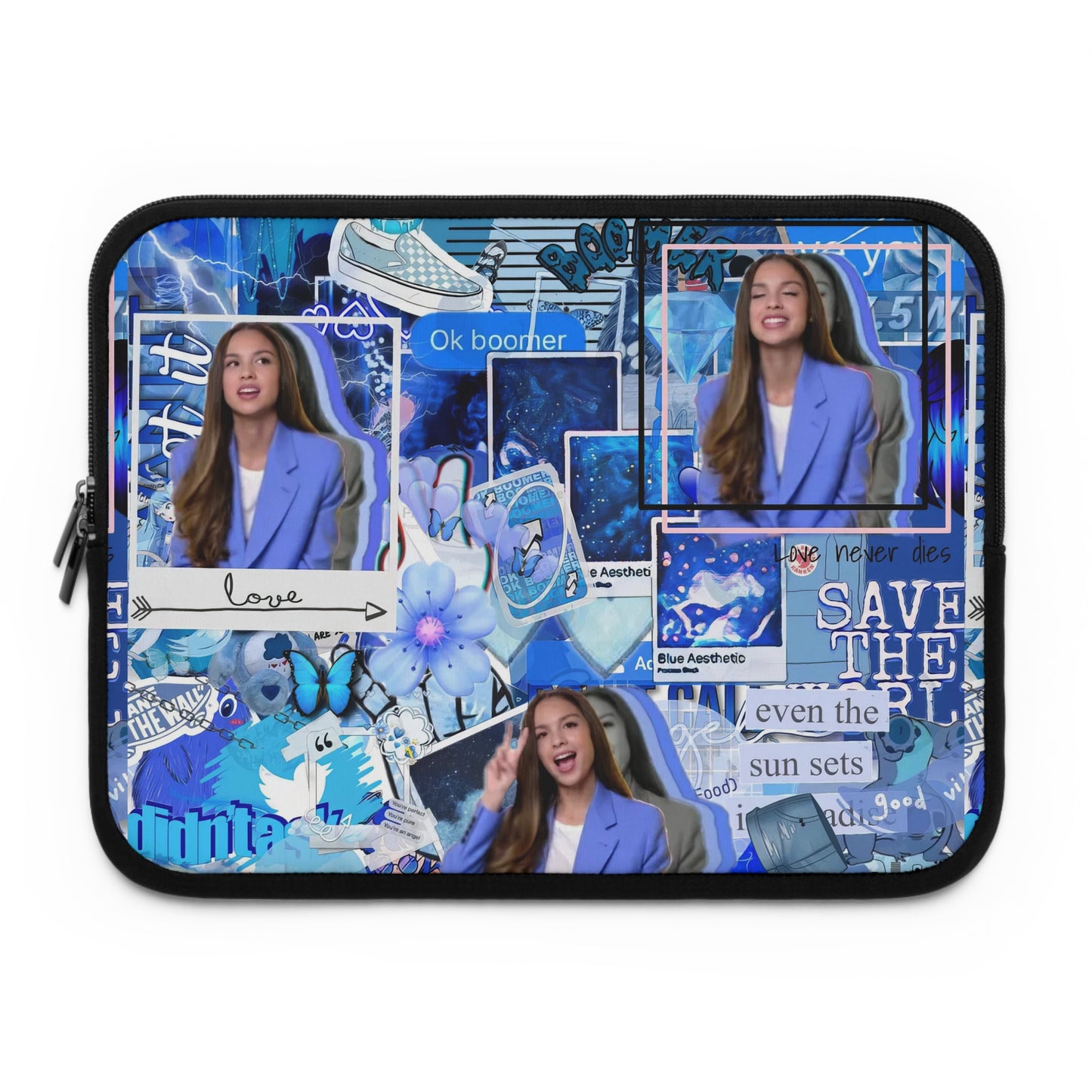 Olivia Rodrigo Blue Aesthetic Collage Laptop Sleeve