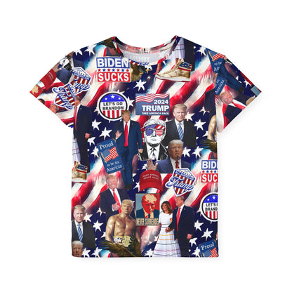 Donald Trump 2024 MAGA Montage Kids Sports Jersey