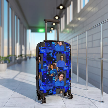 Timothee Chalamet Cool Blue Collage Suitcase