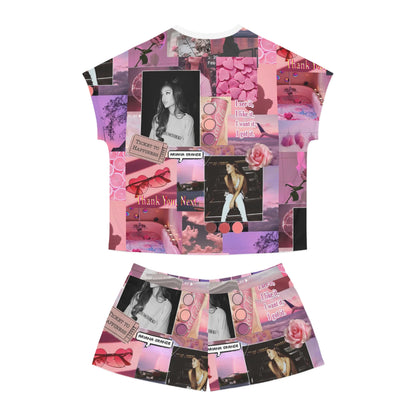 Ariana Grande Pink Aesthetic Collage Women's Short Pajama Set