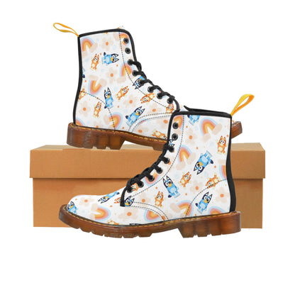 Bluey Rainbows & Flowers Pattern Women's Canvas Boots