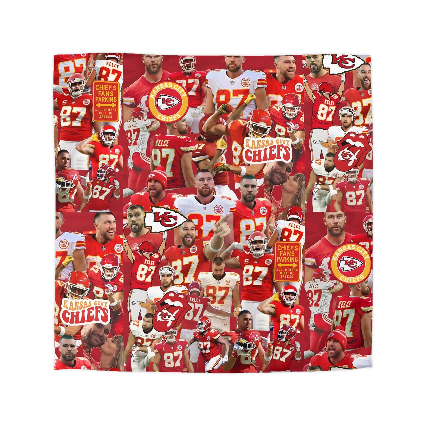 Travis Kelce Chiefs Red Collage Microfiber Duvet Cover