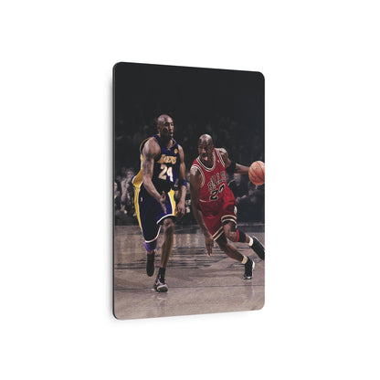 Michael Jordan Driving Against Kobe Bryant Metal Art Sign