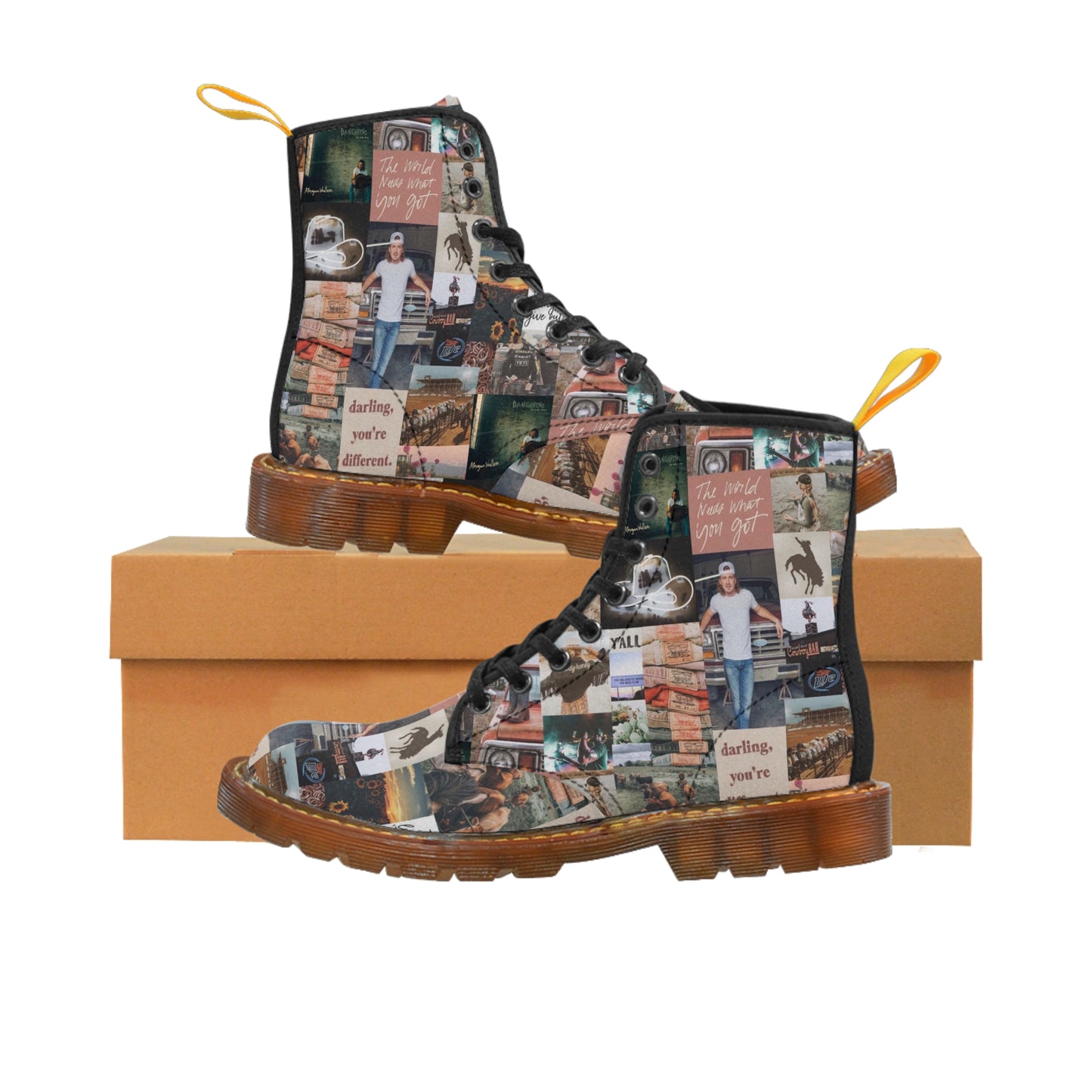 Morgan Wallen Darling You're Different Collage Women's Canvas Boots