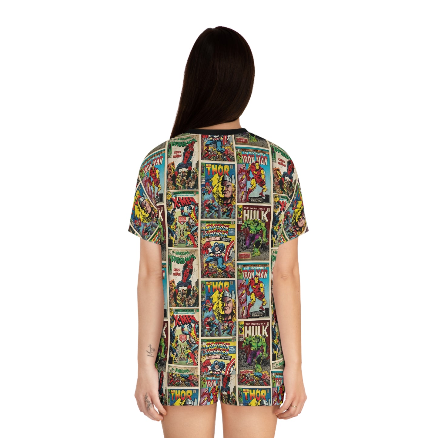 Marvel Comic Book Cover Collage Women's Short Pajama Set