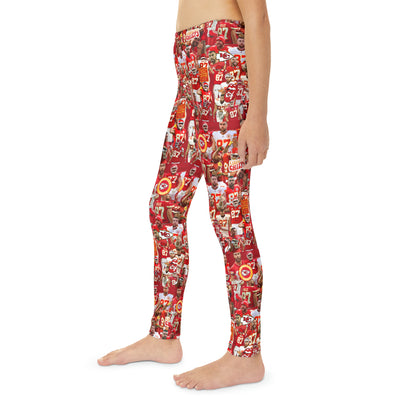 Travis Kelce Chiefs Red Collage Youth Full-Length Leggings