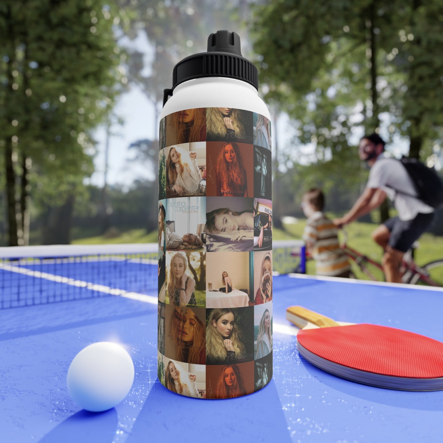 Sabrina Carpenter Album Cover Collage Stainless Steel Water Bottle with Sports Lid