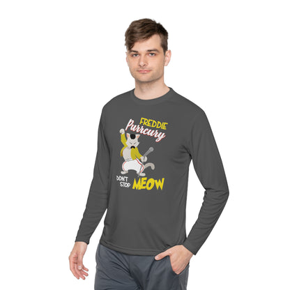 Queen Don't Stop Meow Freddie Purrcury Unisex Lightweight Long Sleeve Tee