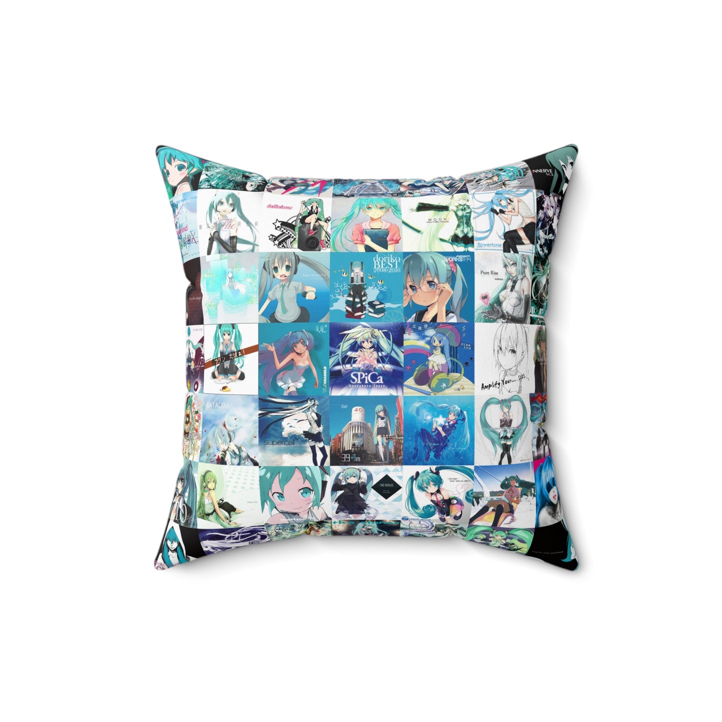 Hatsune Miku Album Cover Collage Spun Polyester Square Pillow