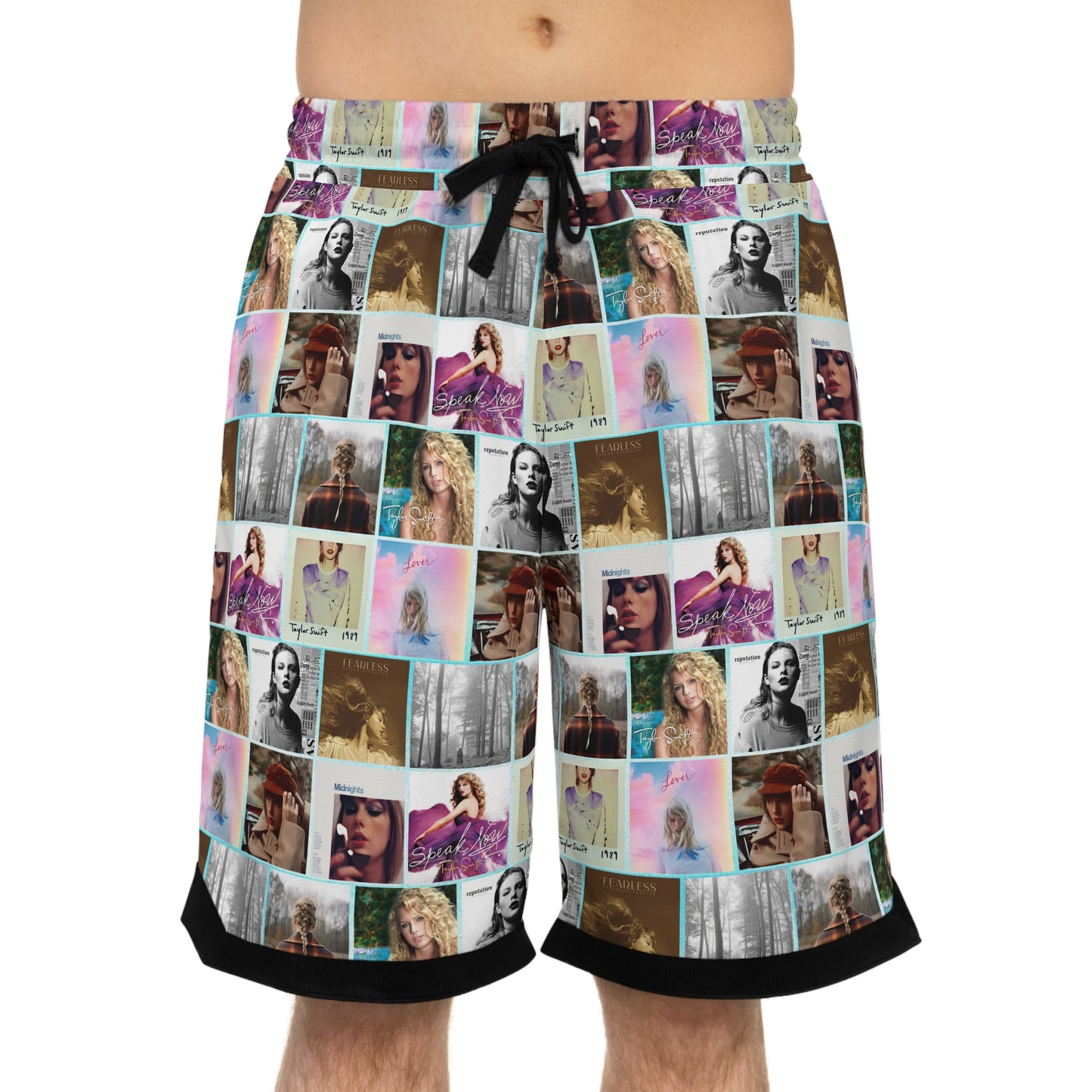 Taylor Swift Album Art Collage Pattern Basketball Rib Shorts