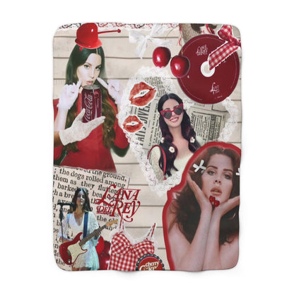 Lana Del Rey Cherry Coke Collage Sherpa Fleece Blanket