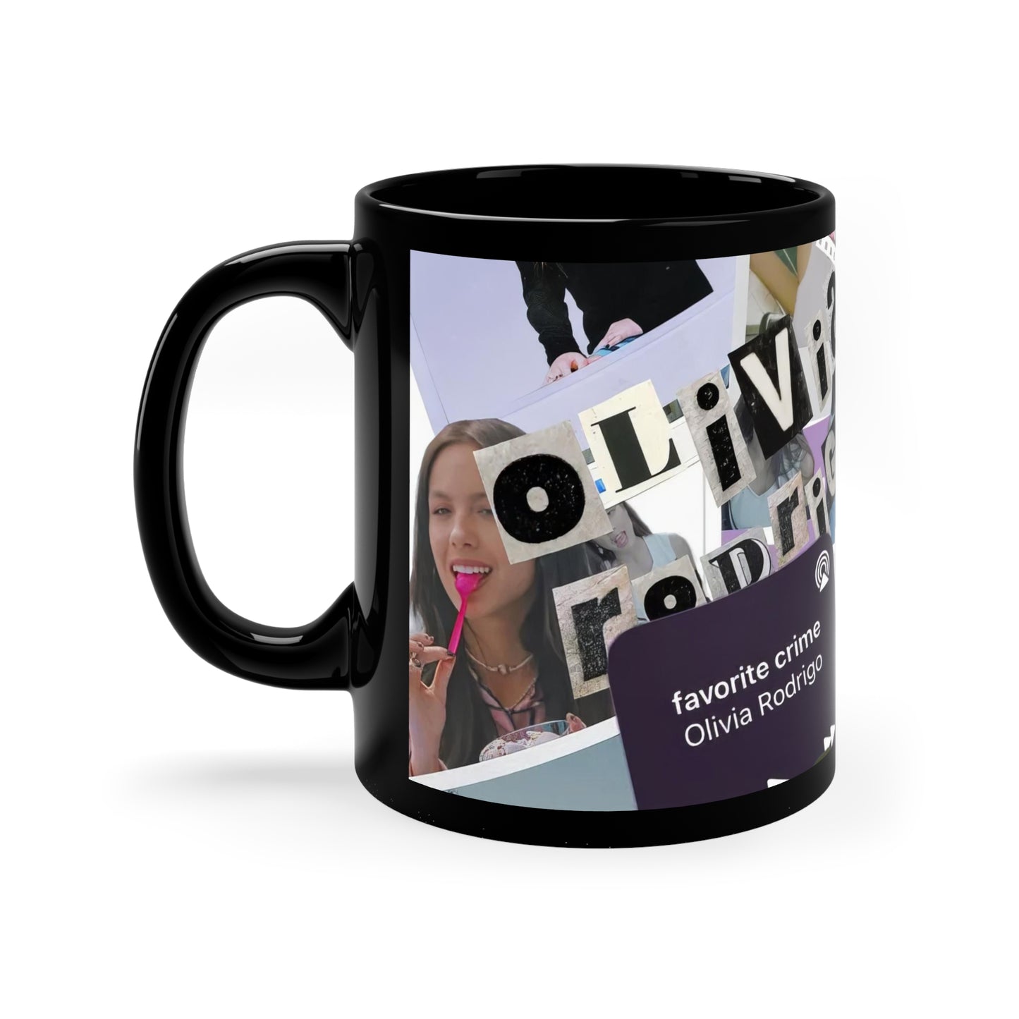 Olivia Rodrigo Deja Vu Collage Black Ceramic Mug