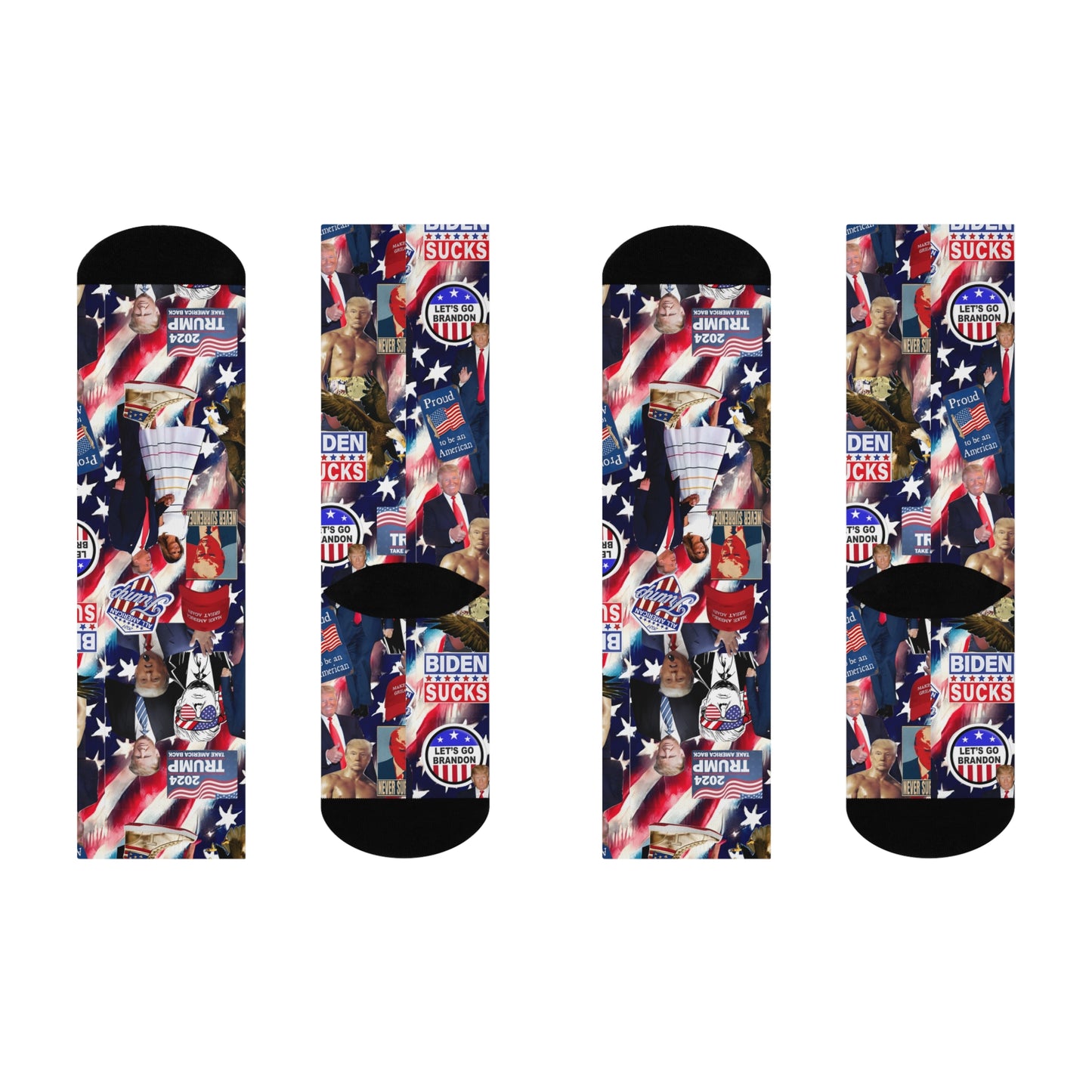 Donald Trump 2024 MAGA Montage Cushioned Crew Socks