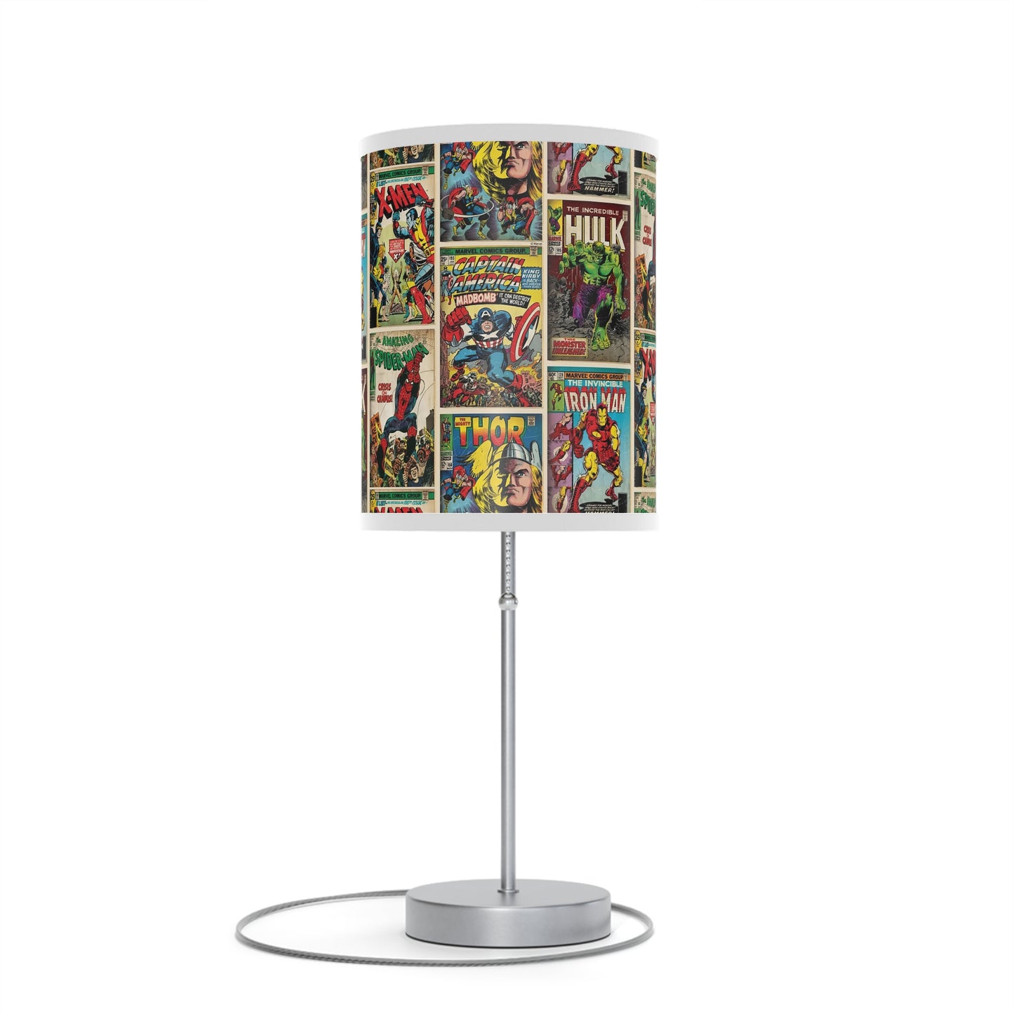 Marvel Comic Book Cover Collage Lamp on a Stand